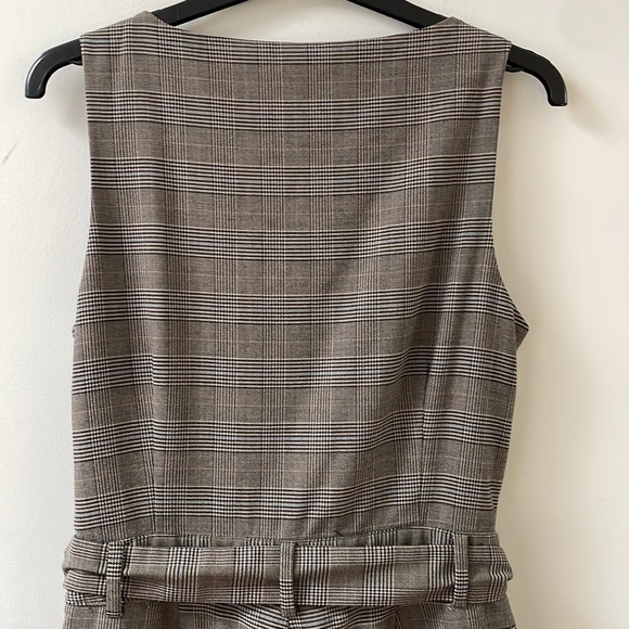 Frank & and Oak Plaid Check Jumpsuit Pant Suit Sleeveless Belt Button Small New - Picture 7 of 10